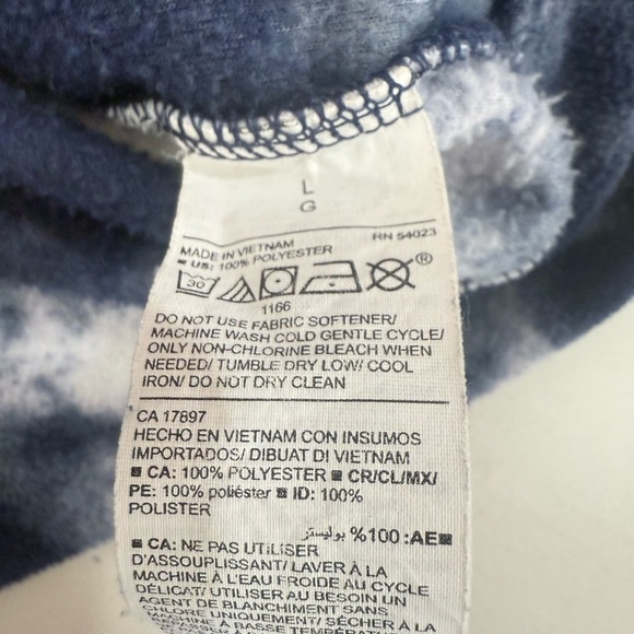 Old Navy Active Blue White Fleece Tie Dye Sweatshirt Crop Sz Large Funnel Neck - Picture 6 of 8